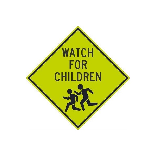 Nmc Watch For Children Sign, 30 in Height, Aluminum, Diamond TM184DG - main